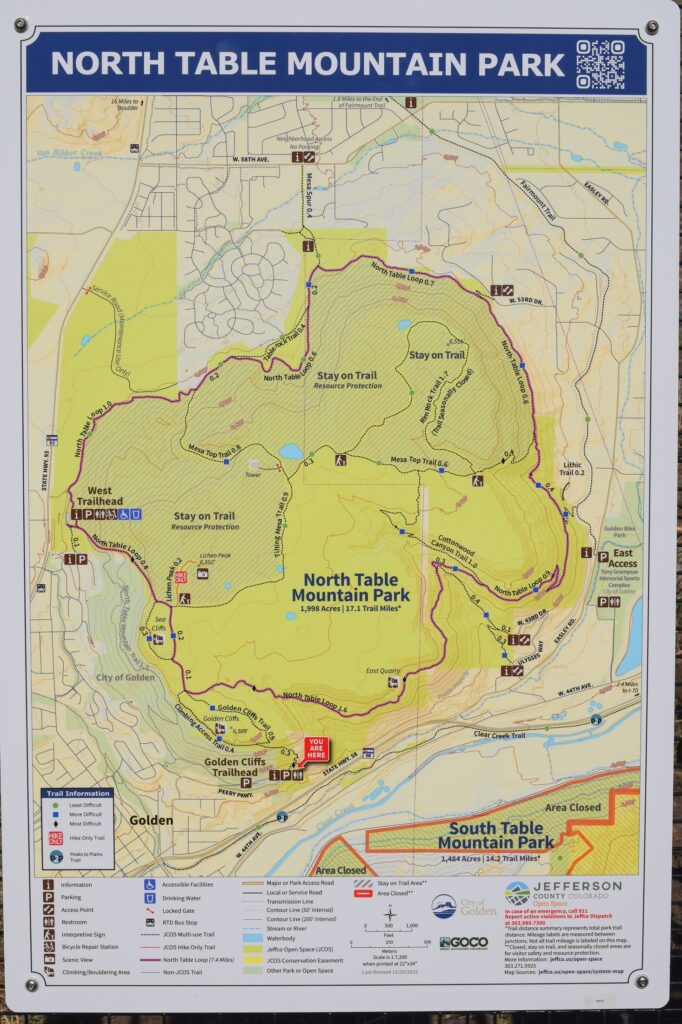 Map of North Table Mountain climbing, Golden, CO