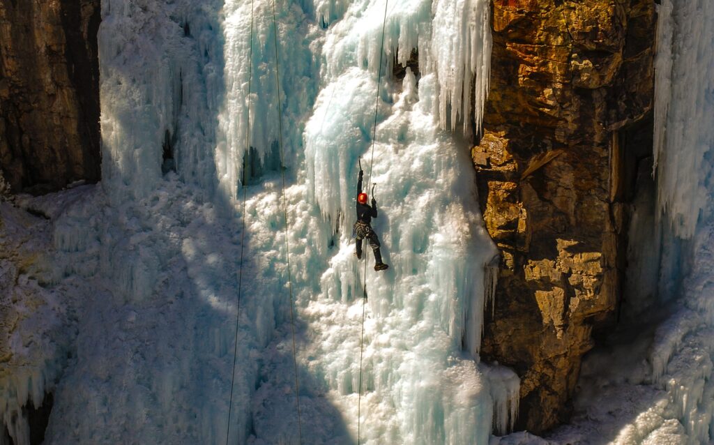 Ouray Colorado ice climbing -  rock climb in Colorado in winter
